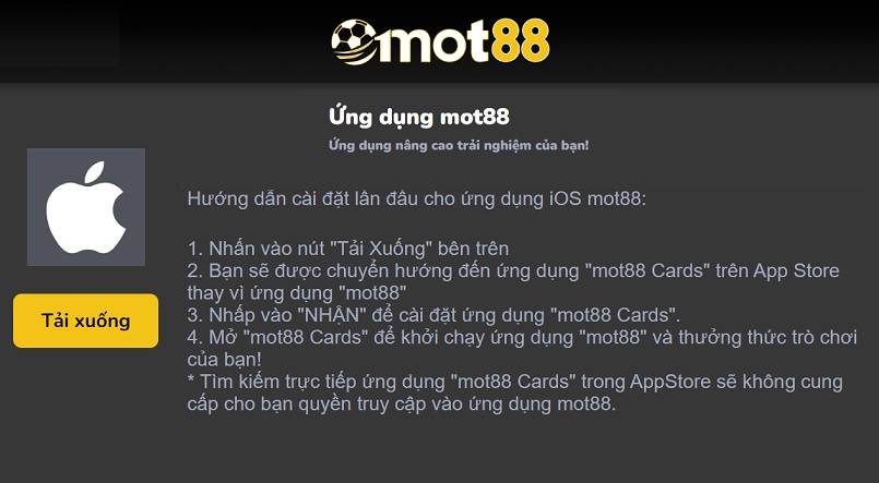 Cách tải app Mot88 trên IOS